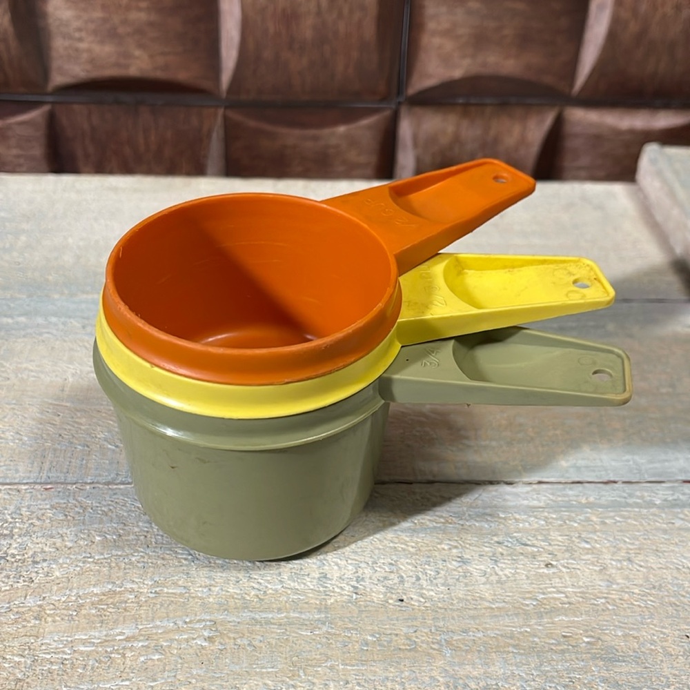 Tupperware Measuring Cups - Orange, Yellow, Green